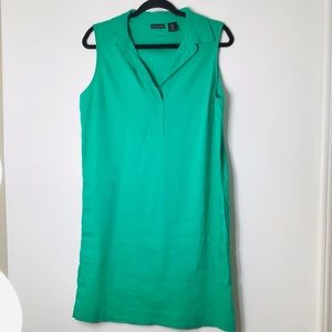 Tahari green linen dress sleeveless women